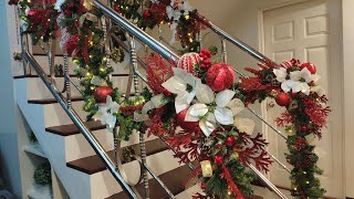 Decorating Stairs for Christmas - Garland - Holiday