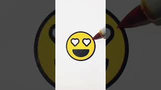 🔅 How To Draw Emoji With Heart😍 step by step, EASY?#shorts