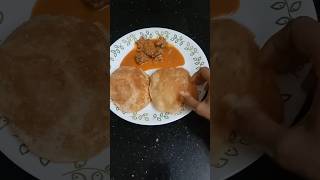 Sunday breakfast recipe * poori + mutton curry #food #shortsfeed #ytshorts