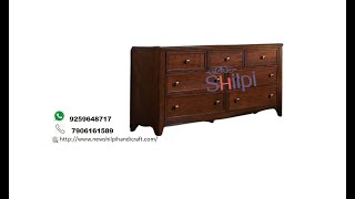 Shilpi Handicrafts Teak Wood Chest of Drawers Multipurpose Storage Cabinet Sideboard for Home&Office