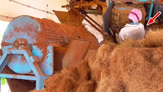 Coconut Coir Industry Vs Sonalika Tractor with hydraulic machine for small coir rope making video