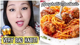 Mukbang: Spaghetti Meatballs | Slurping | New Hair Oil + My Very Bad Habit! - Day #144