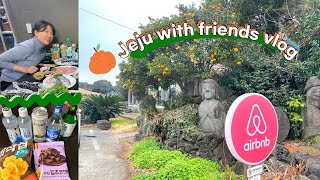 KOREA VLOG (EN)ㅣJeju Island🍊 travel with friends - night flight, local food, airbnb, talk with soju