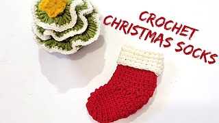 Tutorial how to crochet Christmas socks pattern for beginners  _ easy crochet Christmas socks