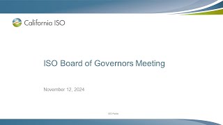 Nov 12, 2024 - ISO Board of Governors Meeting