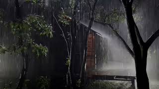 Fall into Sleep in Under 3 Minutes with Heavy Rain & Thunder on a Metal Roof of Farmhouse at Night