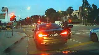 Unaware Red Mercedes beat redlight! Beware!