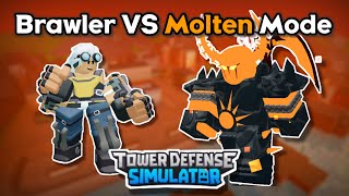 How far can Brawler ONLY get in Molten Mode? || Tower Defense Simulator (ROBLOX)