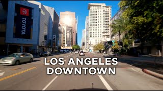 Los Angeles Downtown in California | 4K Relaxing Driving Footage | Driving a quiet downtown LA