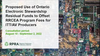 Webinar: Proposed Use of OES Residual Funds to Offset RRCEA Program Fees for ITT/AV Producers