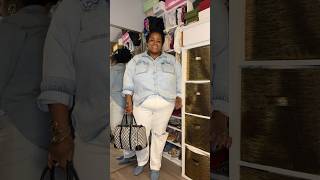 Denim on denim rainy day outfit #plussizeoutfit #plussizeoutfitideas