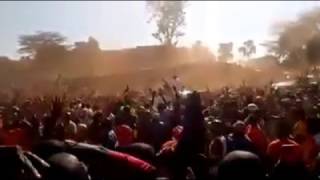 Raila Odinga and Governor Joho at Kibra 's grand entrance - thousands showed up!