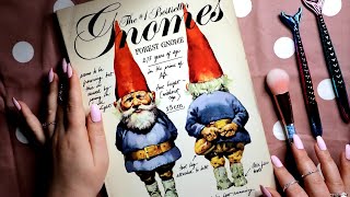 ASMR 📕 Gnomes Book Page Turning & Tracing & Brushing ✨ Soft Spoken & Reading 💋Inaudible Whispering