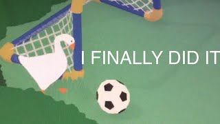 I finally completed “score a goal” task in Untitled Goose Game