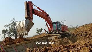 Tata Hitachi Zaxis 470H Machine Excavator Loading Red Soil into Scania Tipper P380 #djaexperiment