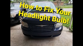 How to Replace a Headlight bulb in your 2005 Town and Country | EASY FIX