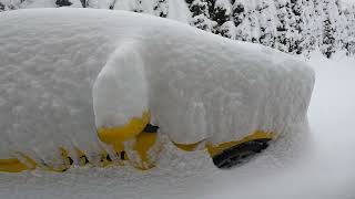 Cleaning after snow fall .