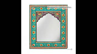 Made In B Hand Painted Floral Wall Mirror Turquoise