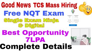 TCS Free Hiring Started 2022||TCS Mass Hiring for 2023 Batch||Single Exam for Digital and Ninja