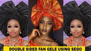 HOW TO TIE DOUBLE SIDED FAN GELE USING SEGO (PAPER GELE) | Ocube Glamour