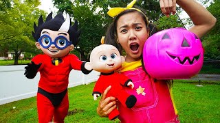 ¡Ellie Sparkles sorpresa de truco o trato de Halloween! con PJ Masks y amigos