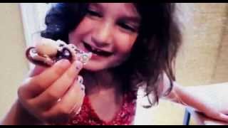 3 year old girl eats octopus