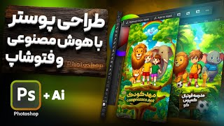 آموزش فتوشاپ آموزش طراحی پوستر مهد کودک با هوش مصنوعی و فتوشاپ