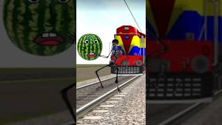 Ghost dancing on the track vs watermelon train driver -Funny vfx video#shorts#viral#trending#omvfx..