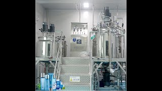 1T fixed type vacuum emulsifying mixer machine with water pot and oil pot for  cosmetic cream