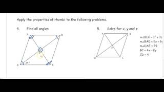 U8D3- Properties of Rectangle, Rhombus, Square