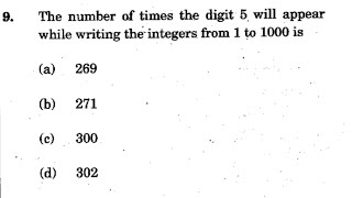 CSAT 2019 Solved Paper | The number of times the digit 5 will be written when listing the integers…