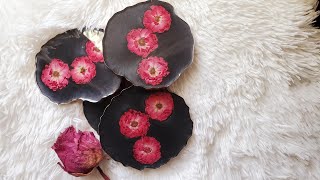 Boho Resin Coaster Set - "raven"