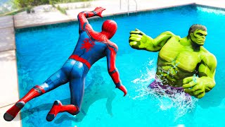 GTA 5 Spiderman vs Hulk • Water Jumps and Fails (Ragdolls/Funny Moments) episode 36