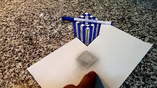 تعلم كيف ترسم خدعة بصرية مكعب 3d بطريقة سهلة جداا.How to draw square ... 3d cool trick art on paper