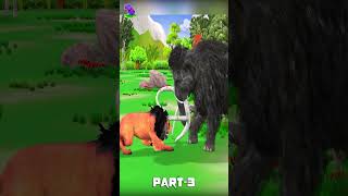 Black Mammoth vs Lion Fight #cartoon #animals #shortvideo