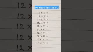 Multiplication Table Of 12 📚✨️ #multiplication #tables #maths