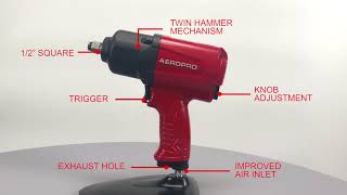 Aeropro A398 1/2" Pneumatic wrench twin hammer professional air impact wrench max torque 1350ft/lb