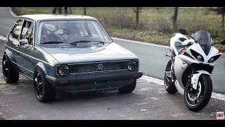 VW Golf MK1 1056HP vs Yamaha R1 182HP  Moster.