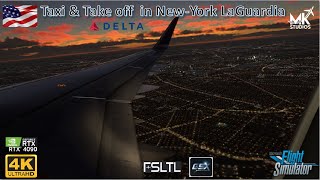 FS 2020 - Delta A321-200 Long Taxi and Takeoff from New York LaGuardia