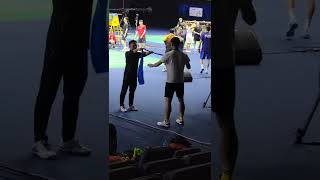 Lee Zii Jia's warm up and stretching routine at the 2022 Thomas Cup practice session.