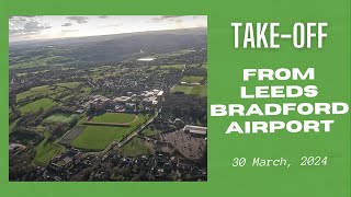 Runway 14 Taxi and Take-off from Leeds Bradford Airport, West Yorkshire, England - 30 March, 2024