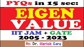 PYQs on Eigen Values | GATE and IIT JAM 2005 to 2023 |Short Cut Tricks