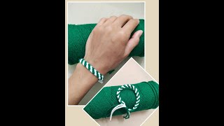 Making bracelet from yarn / Nice bracelet in green and white