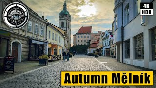 Golden Autumn Walking Tour of Mělník 🇨🇿 Czech Republic 4K HDR ASMR