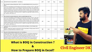 What is BOQ & How to prepare BOQ in Excel??