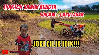 JOKI CILIK IDIK lincah dan gesit!!! Traktor sawah singkal + garu lahan