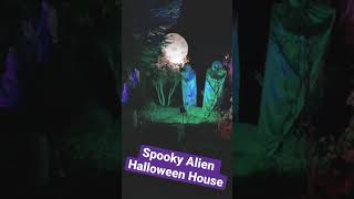 Spooky Alien Halloween House Skeleton Full Moon Spaceship Tombstone Night of Scares Ghosts Graveyard