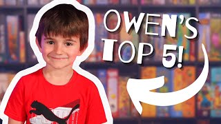 OWEN'S TOP 5 BOARD GAMES OF ALL TIME EVER! | Best Board Games for Kids