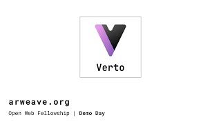 Verto: A decentralized profit-sharing token exchange | Arweave Open Web Fellowship Demo Day