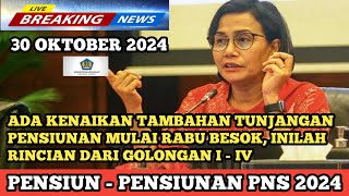 ADA KENAIKAN TAMBAHAN TUNJANGAN PENSIUNAN MULAI RABU BESOK, INILAH RINCIAN DARI GOLONGAN I - IV